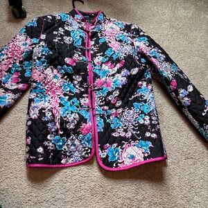 SilkLand Floral Quilted womens Jacket in Pink and Blue